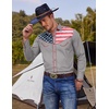image:imageCOOFANDY Mens American Flag Button Down Shirts Western Cowboy Shirt Slim Fit Patriotic Long Sleeve ShirtLight Grey