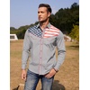 image:imageCOOFANDY Mens American Flag Button Down Shirts Western Cowboy Shirt Slim Fit Patriotic Long Sleeve ShirtLight Grey