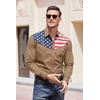 image:imageCOOFANDY Mens American Flag Button Down Shirts Western Cowboy Shirt Slim Fit Patriotic Long Sleeve ShirtLight Tan