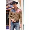 image:imageCOOFANDY Mens American Flag Button Down Shirts Western Cowboy Shirt Slim Fit Patriotic Long Sleeve ShirtLight Tan