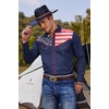 image:imageCOOFANDY Mens American Flag Button Down Shirts Western Cowboy Shirt Slim Fit Patriotic Long Sleeve ShirtNavy Blue