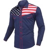 image:imageCOOFANDY Mens American Flag Button Down Shirts Western Cowboy Shirt Slim Fit Patriotic Long Sleeve ShirtNavy Blue