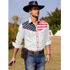 image:imageCOOFANDY Mens American Flag Button Down Shirts Western Cowboy Shirt Slim Fit Patriotic Long Sleeve ShirtWhite