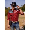 image:imageCOOFANDY Mens American Flag Button Down Shirts Western Cowboy Shirt Slim Fit Patriotic Long Sleeve ShirtWhite Flag Red