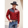 image:imageCOOFANDY Mens American Flag Button Down Shirts Western Cowboy Shirt Slim Fit Patriotic Long Sleeve ShirtWhite Flag Red