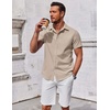 image:imageCOOFANDY Mens Button Down Shirt Short Sleeve Casual Shirt for Men Summer Business Casual Dress ShirtBeige