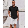 image:imageCOOFANDY Mens Button Down Shirt Short Sleeve Casual Shirt for Men Summer Business Casual Dress ShirtBlack
