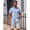 image:imageCOOFANDY Mens Button Down Shirt Short Sleeve Casual Shirt for Men Summer Business Casual Dress ShirtBlack Dotblue
