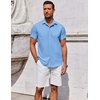 image:imageCOOFANDY Mens Button Down Shirt Short Sleeve Casual Shirt for Men Summer Business Casual Dress ShirtBlue