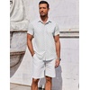 image:imageCOOFANDY Mens Button Down Shirt Short Sleeve Casual Shirt for Men Summer Business Casual Dress ShirtBlue Sharkwhite