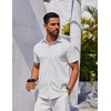 image:imageCOOFANDY Mens Button Down Shirt Short Sleeve Casual Shirt for Men Summer Business Casual Dress ShirtBlue Sharkwhite