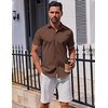image:imageCOOFANDY Mens Button Down Shirt Short Sleeve Casual Shirt for Men Summer Business Casual Dress ShirtBrown