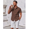 image:imageCOOFANDY Mens Button Down Shirt Short Sleeve Casual Shirt for Men Summer Business Casual Dress ShirtBrown