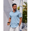 image:imageCOOFANDY Mens Button Down Shirt Short Sleeve Casual Shirt for Men Summer Business Casual Dress ShirtClear Blue