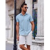image:imageCOOFANDY Mens Button Down Shirt Short Sleeve Casual Shirt for Men Summer Business Casual Dress ShirtClear Blue
