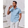 image:imageCOOFANDY Mens Button Down Shirt Short Sleeve Casual Shirt for Men Summer Business Casual Dress ShirtClear Blue
