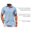 image:imageCOOFANDY Mens Button Down Shirt Short Sleeve Casual Shirt for Men Summer Business Casual Dress ShirtClear Blue