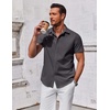 image:imageCOOFANDY Mens Button Down Shirt Short Sleeve Casual Shirt for Men Summer Business Casual Dress ShirtDark Grey
