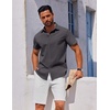 image:imageCOOFANDY Mens Button Down Shirt Short Sleeve Casual Shirt for Men Summer Business Casual Dress ShirtDark Grey