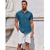 image:imageCOOFANDY Mens Button Down Shirt Short Sleeve Casual Shirt for Men Summer Business Casual Dress ShirtDenim Blue