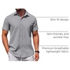 image:imageCOOFANDY Mens Button Down Shirt Short Sleeve Casual Shirt for Men Summer Business Casual Dress ShirtGrey