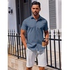 image:imageCOOFANDY Mens Button Down Shirt Short Sleeve Casual Shirt for Men Summer Business Casual Dress ShirtGrey Blue