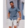 image:imageCOOFANDY Mens Button Down Shirt Short Sleeve Casual Shirt for Men Summer Business Casual Dress ShirtGrey Blue