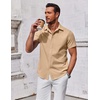 image:imageCOOFANDY Mens Button Down Shirt Short Sleeve Casual Shirt for Men Summer Business Casual Dress ShirtKhaki