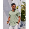 image:imageCOOFANDY Mens Button Down Shirt Short Sleeve Casual Shirt for Men Summer Business Casual Dress ShirtLight Green