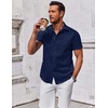 image:imageCOOFANDY Mens Button Down Shirt Short Sleeve Casual Shirt for Men Summer Business Casual Dress ShirtNavy Anchorwhite