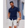 image:imageCOOFANDY Mens Button Down Shirt Short Sleeve Casual Shirt for Men Summer Business Casual Dress ShirtNavy Anchorwhite