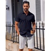 image:imageCOOFANDY Mens Button Down Shirt Short Sleeve Casual Shirt for Men Summer Business Casual Dress ShirtNavy Blue