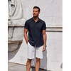 image:imageCOOFANDY Mens Button Down Shirt Short Sleeve Casual Shirt for Men Summer Business Casual Dress ShirtNavy Blue