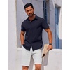 image:imageCOOFANDY Mens Button Down Shirt Short Sleeve Casual Shirt for Men Summer Business Casual Dress ShirtNavy Blue
