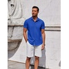 image:imageCOOFANDY Mens Button Down Shirt Short Sleeve Casual Shirt for Men Summer Business Casual Dress ShirtOcean Blue