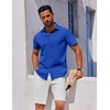 image:imageCOOFANDY Mens Button Down Shirt Short Sleeve Casual Shirt for Men Summer Business Casual Dress ShirtOcean Blue