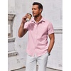image:imageCOOFANDY Mens Button Down Shirt Short Sleeve Casual Shirt for Men Summer Business Casual Dress ShirtPink