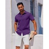 image:imageCOOFANDY Mens Button Down Shirt Short Sleeve Casual Shirt for Men Summer Business Casual Dress ShirtViolet