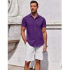 image:imageCOOFANDY Mens Button Down Shirt Short Sleeve Casual Shirt for Men Summer Business Casual Dress ShirtViolet