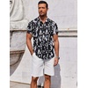 image:imageCOOFANDY Mens Button Down Shirt Short Sleeve Casual Shirt for Men Summer Business Casual Dress ShirtWhiteblack Abstract