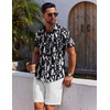 image:imageCOOFANDY Mens Button Down Shirt Short Sleeve Casual Shirt for Men Summer Business Casual Dress ShirtWhiteblack Abstract