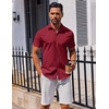 image:imageCOOFANDY Mens Button Down Shirt Short Sleeve Casual Shirt for Men Summer Business Casual Dress ShirtWine Red