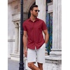 image:imageCOOFANDY Mens Button Down Shirt Short Sleeve Casual Shirt for Men Summer Business Casual Dress ShirtWine Red