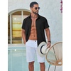 image:imageCOOFANDY Mens Button Down Shirt Short Sleeve Casual Stylish Cotton Shirts Linen Textured Summer Beach Wedding ShirtBlack