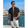 image:imageCOOFANDY Mens Button Down Shirt Short Sleeve Casual Stylish Cotton Shirts Linen Textured Summer Beach Wedding ShirtBlack