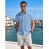 image:imageCOOFANDY Mens Button Down Shirt Short Sleeve Casual Stylish Cotton Shirts Linen Textured Summer Beach Wedding ShirtBlue
