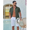 image:imageCOOFANDY Mens Button Down Shirt Short Sleeve Casual Stylish Cotton Shirts Linen Textured Summer Beach Wedding ShirtDeep Green