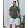 image:imageCOOFANDY Mens Button Down Shirt Short Sleeve Casual Stylish Cotton Shirts Linen Textured Summer Beach Wedding ShirtDeep Green