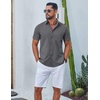 image:imageCOOFANDY Mens Button Down Shirt Short Sleeve Casual Stylish Cotton Shirts Linen Textured Summer Beach Wedding ShirtDeep Grey