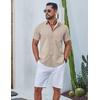 image:imageCOOFANDY Mens Button Down Shirt Short Sleeve Casual Stylish Cotton Shirts Linen Textured Summer Beach Wedding ShirtKhaki